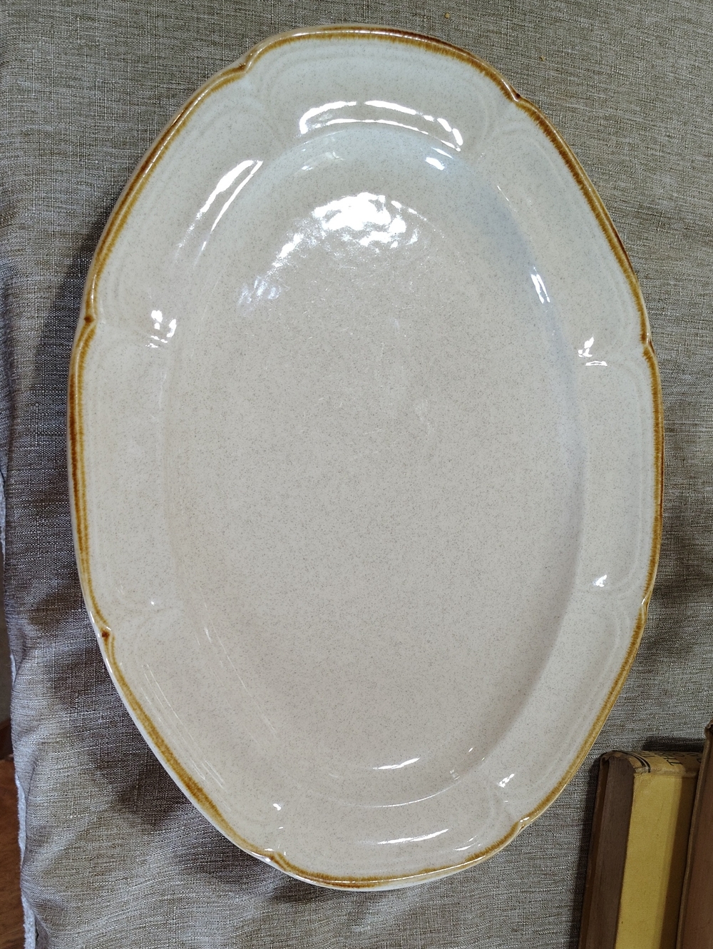 The Classics By Hearthside Stoneware Platter Tannish Cream And Brown